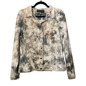 Talk of The Walk watercolor tie dye button front shacket